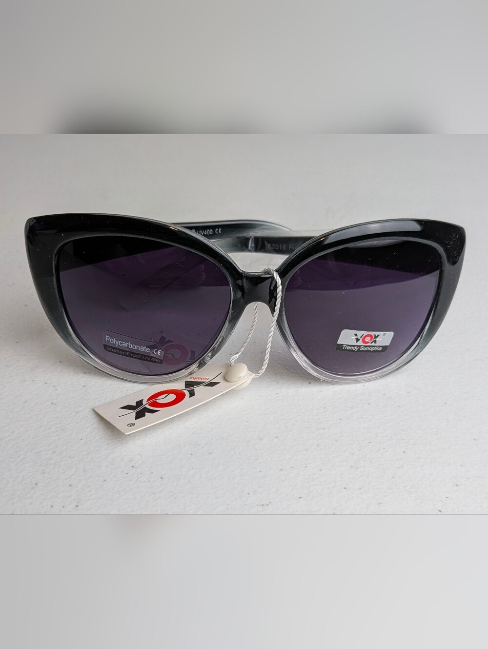 VOX Women's Black Clear Oversized Cat Eye Trendy Polycarbonate Sunglasses UV400